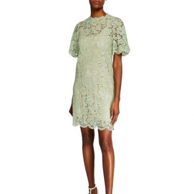 Valentino Floral Lace Scallop Shift Dress