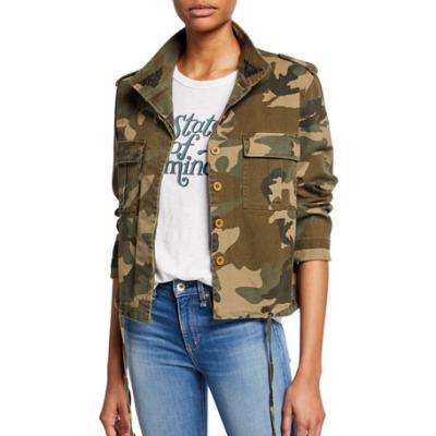 Kendall + Kylie Embroidered Button-Down Camo Jacket