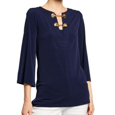 MICHAEL Michael Kors Toggle Chain 3/4-Sleeve Top