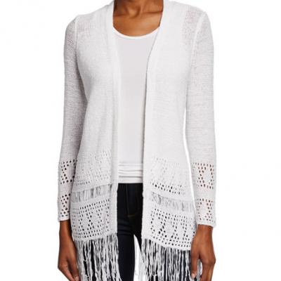 MICHAEL Michael Kors Crochet Fringe Eyelet Cardigan