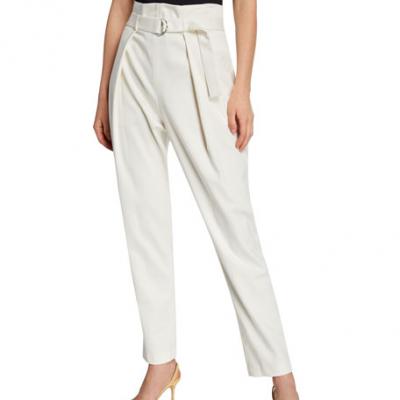 BCBGMAXAZRIA Pleated Ankle Pants w/ Self-Tie