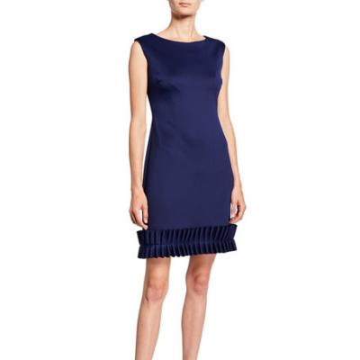 Donna Ricco Ruffle Pleated Sleeveless Sheath Dress