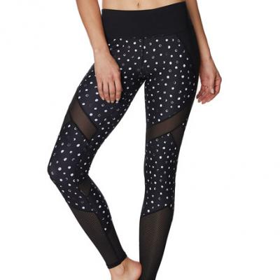 Betsey Johnson Mixed Media Patchwork Polka Dot w/ Mesh Ankle Leggings