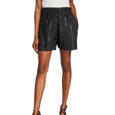 Brunello Cucinelli Sequin Stripe Wide Leg Shorts