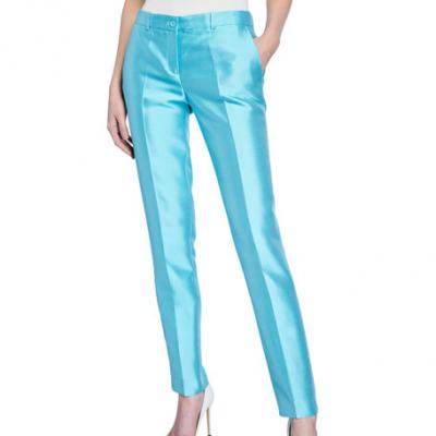 Michael Kors Samantha Wool-Blend Skinny Pants, Light Blue