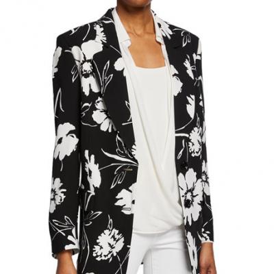 Michael Kors Floral-Print Boyfriend Blazer