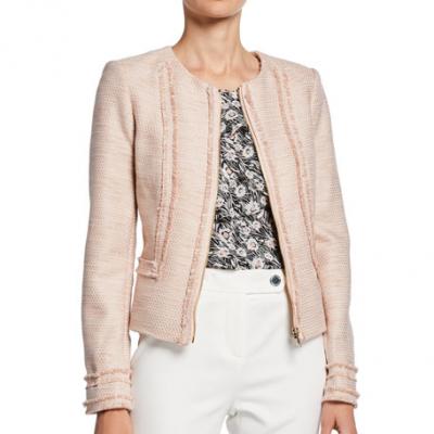 Karl Lagerfeld Paris Tweed-Fringe Jacket