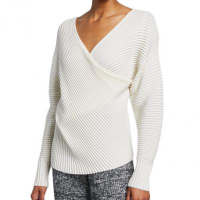 Victoria Victoria Beckham Drape-Front Wool Sweater