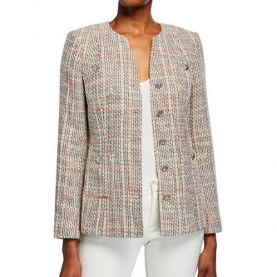 Karl Lagerfeld Paris Tweed Button-Front Jacket