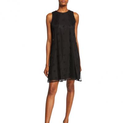 Karl Lagerfeld Paris Embroidered Mesh Shift Dress