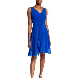 Karl Lagerfeld Paris Chiffon Sleeveless Fit-&-Flare Dress