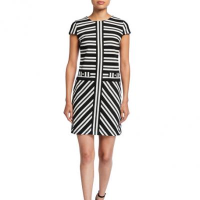 Karl Lagerfeld Paris Striped Ponte Dress