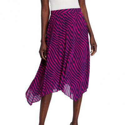 MICHAEL Michael Kors Stripe Pleated Handkerchief Skirt
