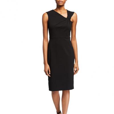 CALVIN KLEIN Asymmetric-Neck Sleeveless Sheath Dress