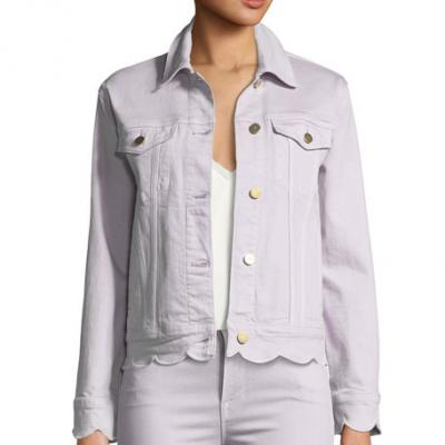 FRAME Scalloped-Edge Button-Front Denim Jacket