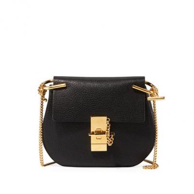 Chloe Drew Mini Calfskin Crossbody Bag, Black