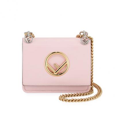 Fendi Kan Medium Leather Shoulder Bag, Pink