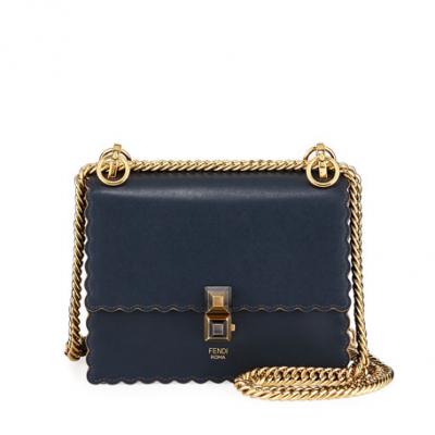 Fendi Kan Small Scalloped Shoulder Bag