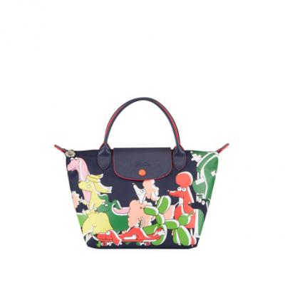 Longchamp Le Pliage Dog-Print Nylon Top Handle Tote Bag