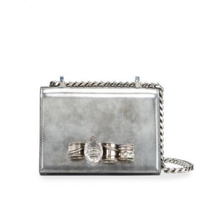 Alexander McQueen Small Antiqued Jeweled Satchel Shoulder Bag