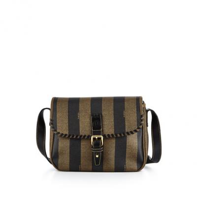 Fendi Pequin Striped Canvas Shoulder Bag