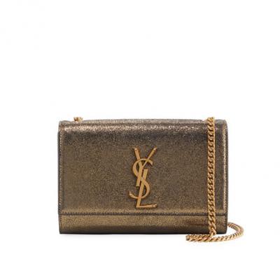 Saint Laurent Kate Monogram YSL Small Metallic Leather Crossbody Bag