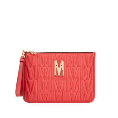 Moschino Logo-Quilted Clutch Bag