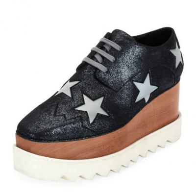 Stella McCartney Elyse Stars Faux-Leather Platform Creeper, Gray