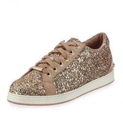 Jimmy Choo Cash Glitter Platform Low-Top Sneakers