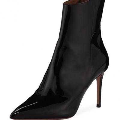 Aquazzura Alma Patent Leather Pointed Booties