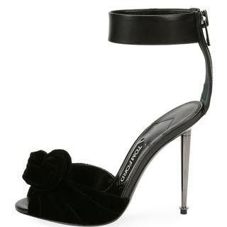 TOM FORD Velvet/Leather Knot Hardware-Heel Sandals