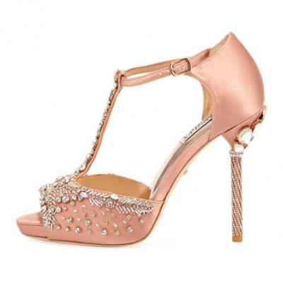 Badgley Mischka Stacey Embellished T-Strap Sandals