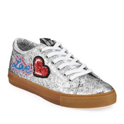 Love Moschino Glittered Love Lace-Up Sneakers