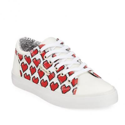 Love Moschino Scarpad SP105 Pixel Heart Lace-Up Canvas Sneakers