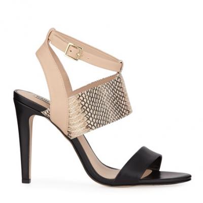 Karl Lagerfeld Paris Lancey Strappy Snake-Print Leather Sandals