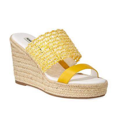 Karl Lagerfeld Paris Celie Beaded Woven Wedge Espadrilles