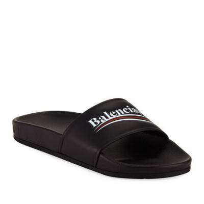 Balenciaga Campaign Logo Pool Slides, Black