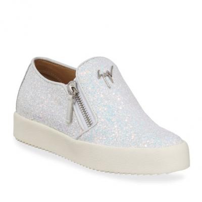 Giuseppe Zanotti Metallic Coarse Glitter Platform Sneakers