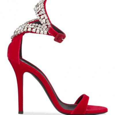 Giuseppe Zanotti Crystal Suede Cocktail Sandals