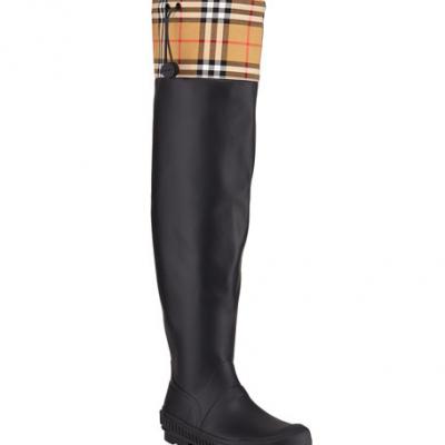 Burberry Rubber Canvas Check Rain Boots