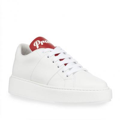 Prada Leather Low-Top Logo Sneakers