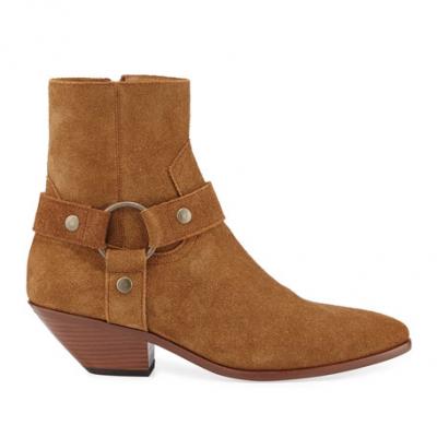 Saint Laurent Western Suede Moto Booties