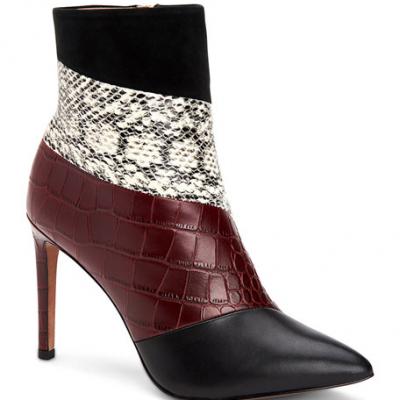 BCBGMAXAZRIA Anna Mixed Leather Stiletto Booties