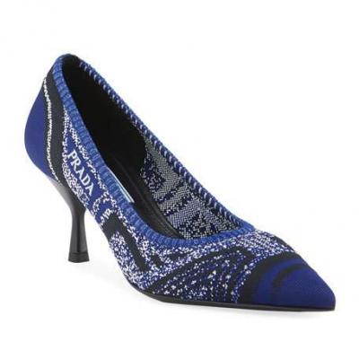 Prada Printed-Knit Pedestal Pumps