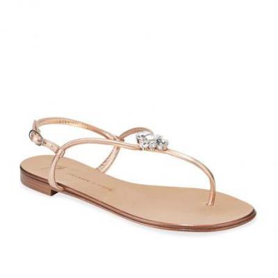 Giuseppe Zanotti Jeweled Metallic Flat Thong Sandals