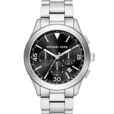 MICHAEL Michael Kors Mens 43mm Gareth Watch w/ Bracelet Strap, Silver/Black