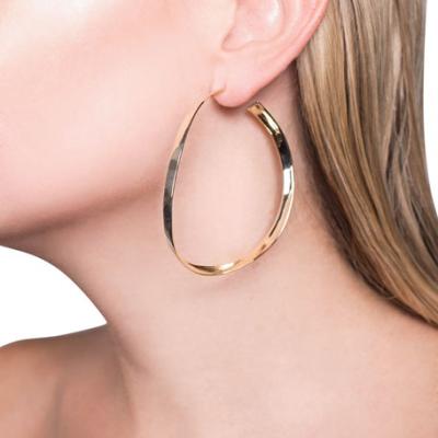 LANA 14k Gold Curve Wave Hoop Earrings