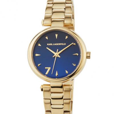 Karl Lagerfeld 34mm Aurelie Bracelet Watch, Gold/Blue