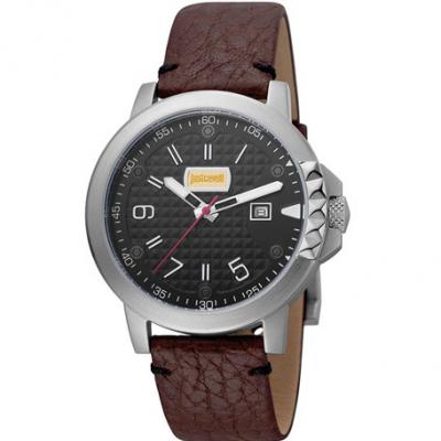 Just Cavalli 42mm Mens Rock Leather Watch, Brown/Black
