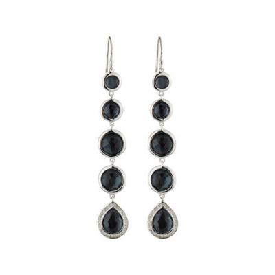 Ippolita Lollipop 5-Stone Linear Earrings in Hematite Doublet w/ Diamonds